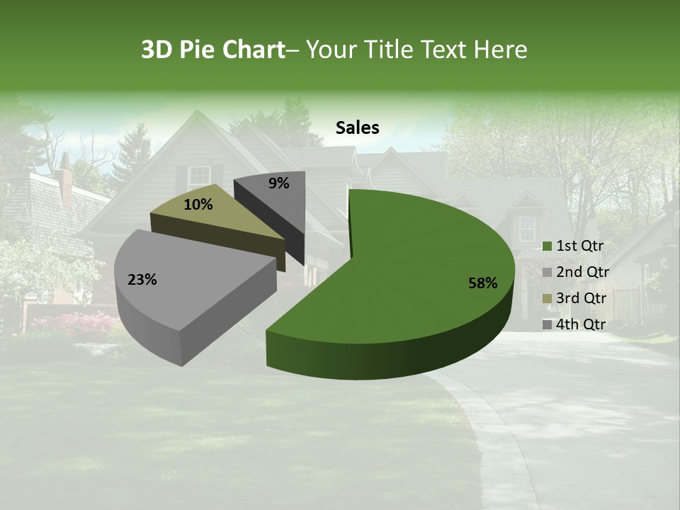 Red Brick House With Black Shutters And Pretty Manicured Lawn / Garden PowerPoint Template