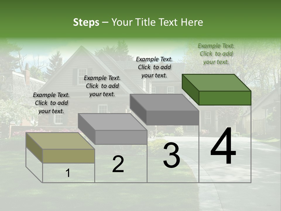 Red Brick House With Black Shutters And Pretty Manicured Lawn / Garden PowerPoint Template