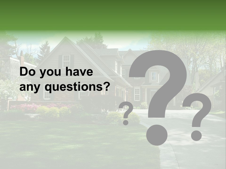 Red Brick House With Black Shutters And Pretty Manicured Lawn / Garden PowerPoint Template