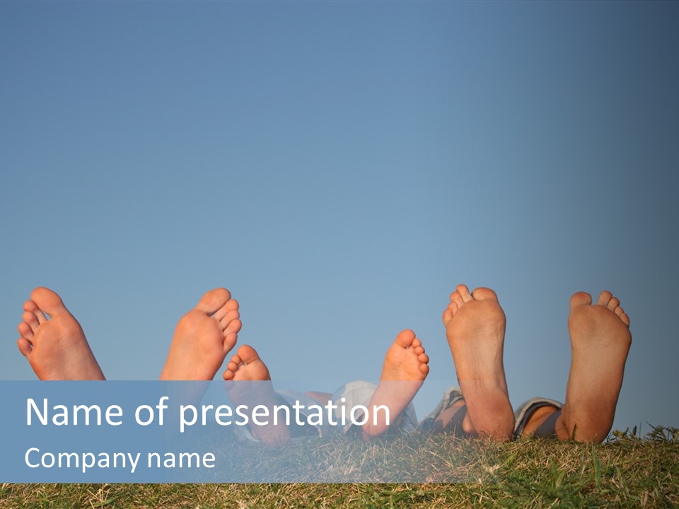 Family Legs On Grass PowerPoint Template