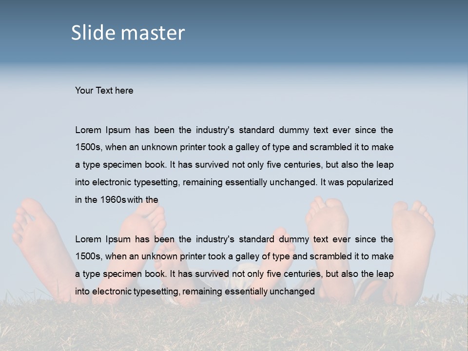 Family Legs On Grass PowerPoint Template