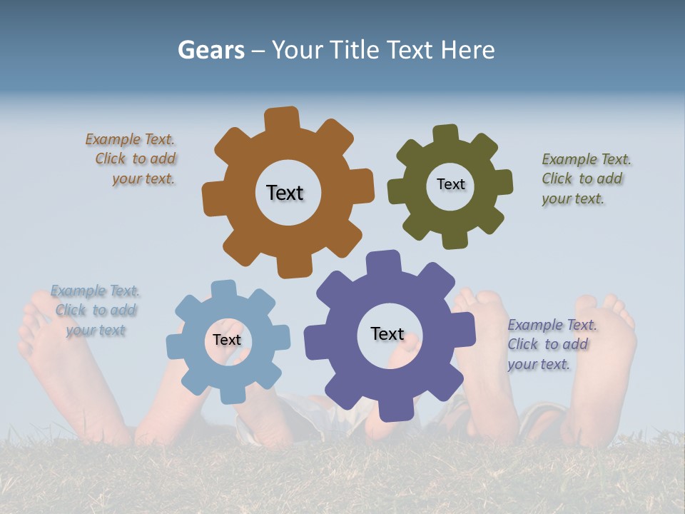 Family Legs On Grass PowerPoint Template