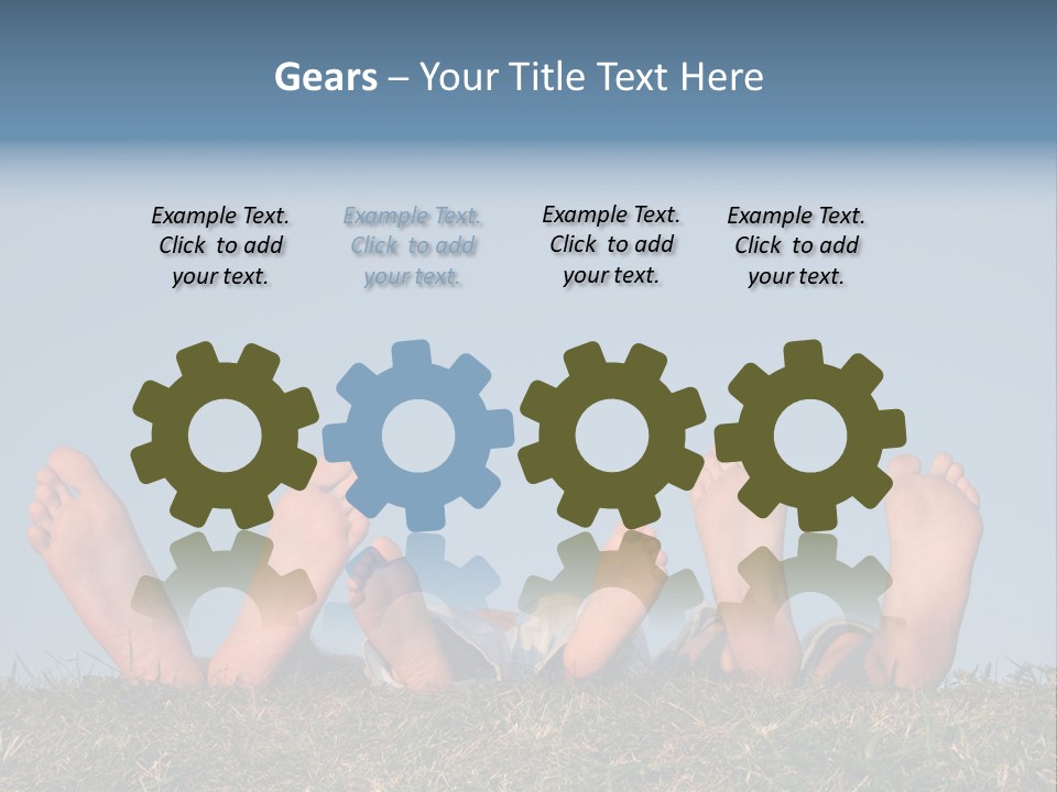 Family Legs On Grass PowerPoint Template