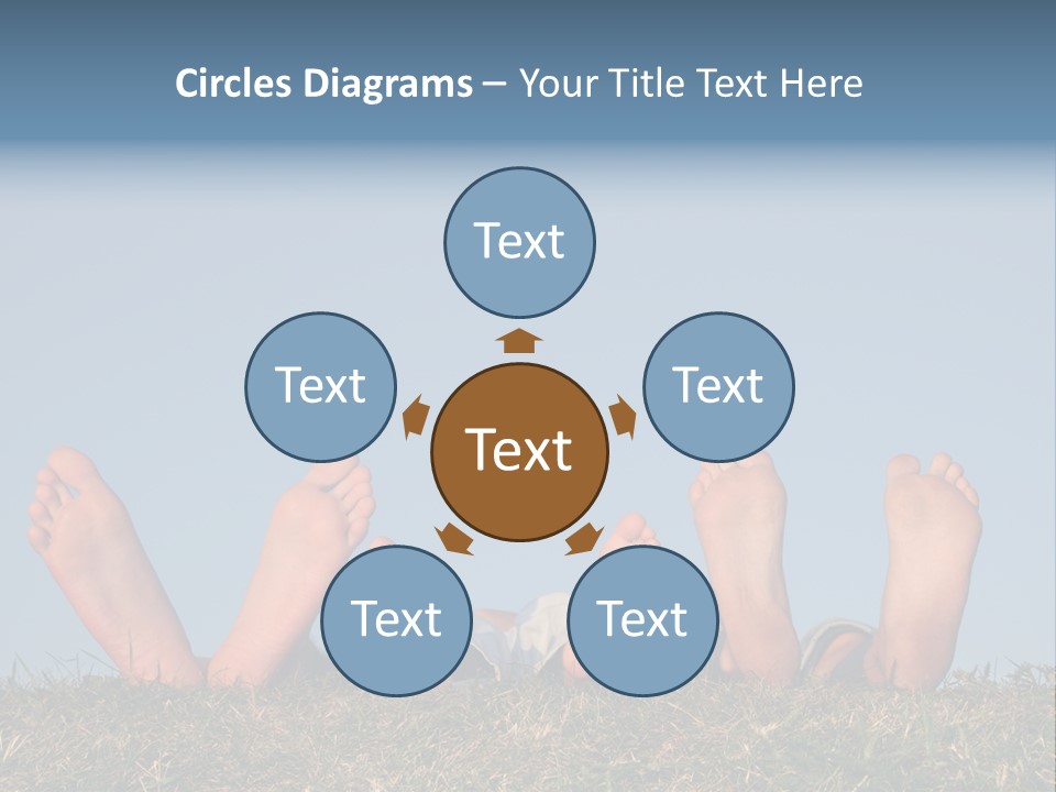 Family Legs On Grass PowerPoint Template