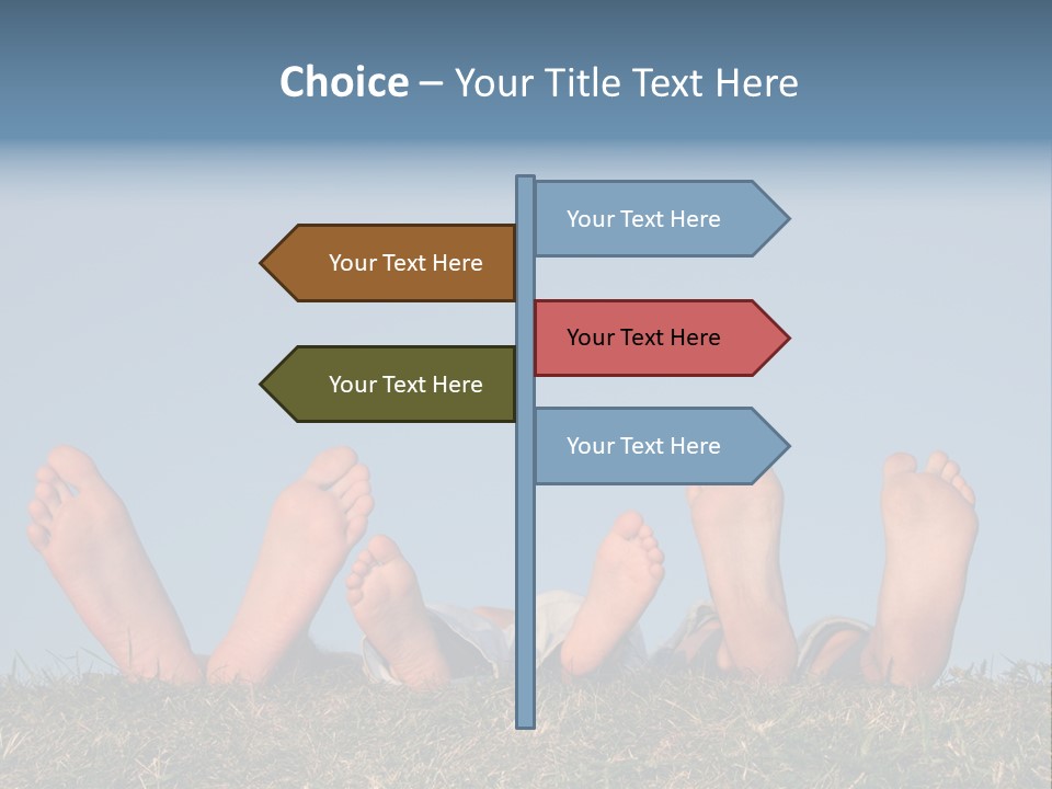 Family Legs On Grass PowerPoint Template