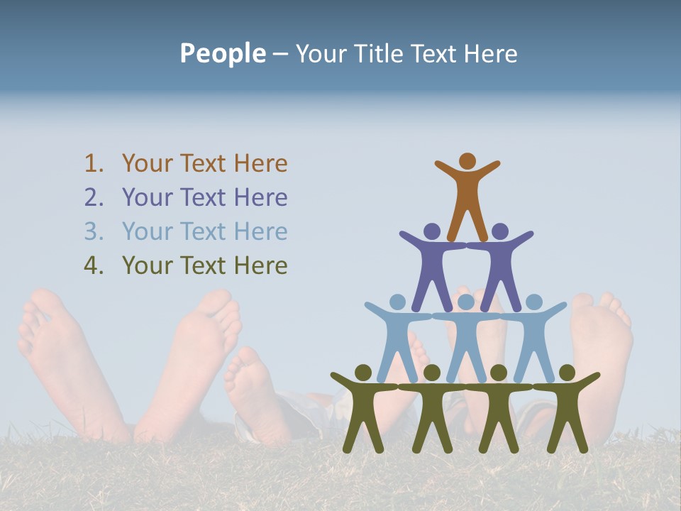 Family Legs On Grass PowerPoint Template