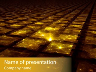 Golden Grid Hub - Fractal Illustration PowerPoint Template