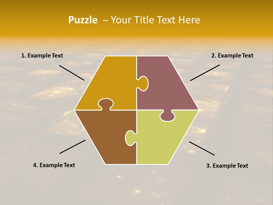 Golden Grid Hub - Fractal Illustration PowerPoint Template
