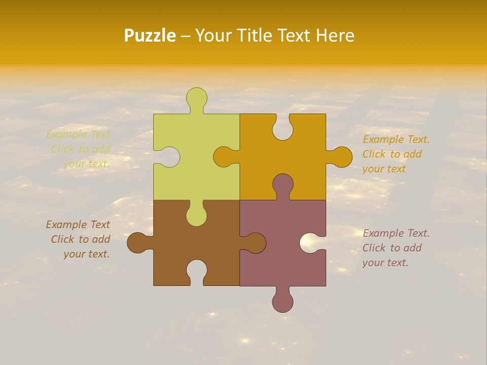 Golden Grid Hub - Fractal Illustration PowerPoint Template
