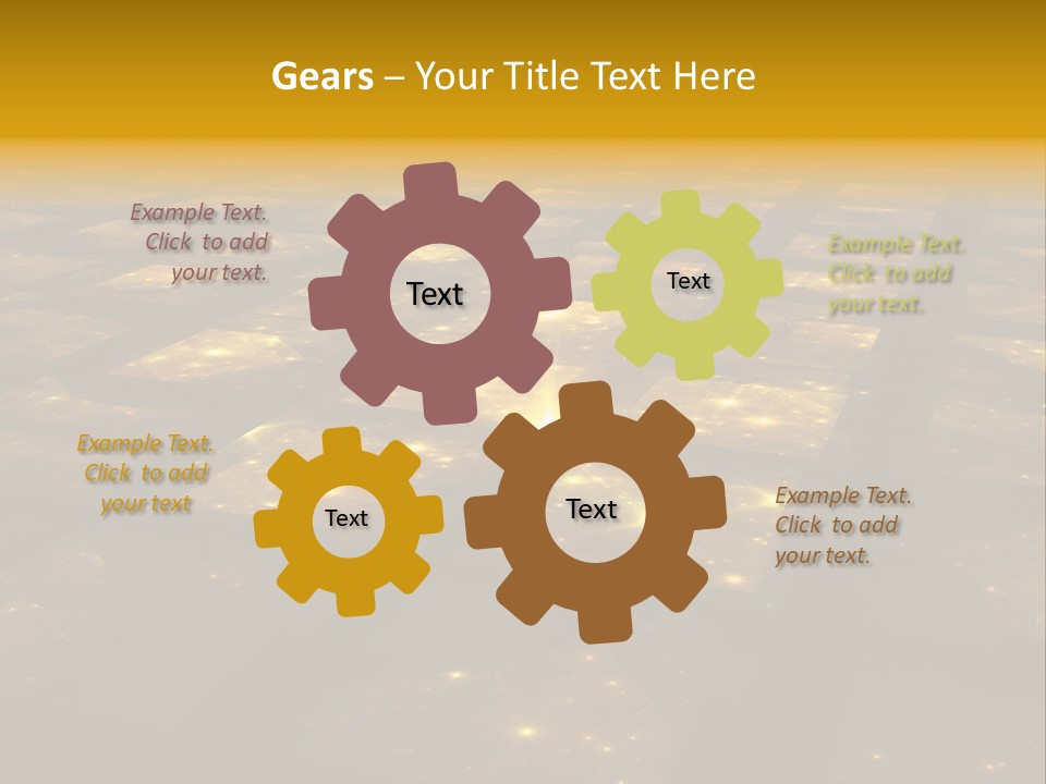 Golden Grid Hub - Fractal Illustration PowerPoint Template