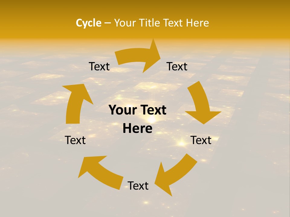 Golden Grid Hub - Fractal Illustration PowerPoint Template