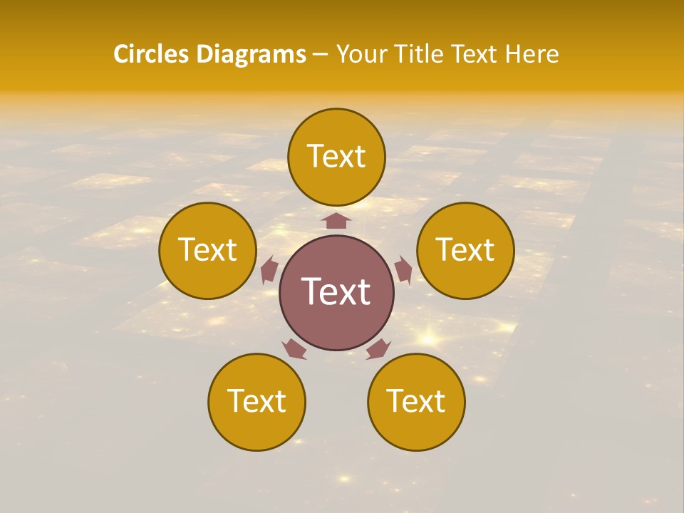 Golden Grid Hub - Fractal Illustration PowerPoint Template