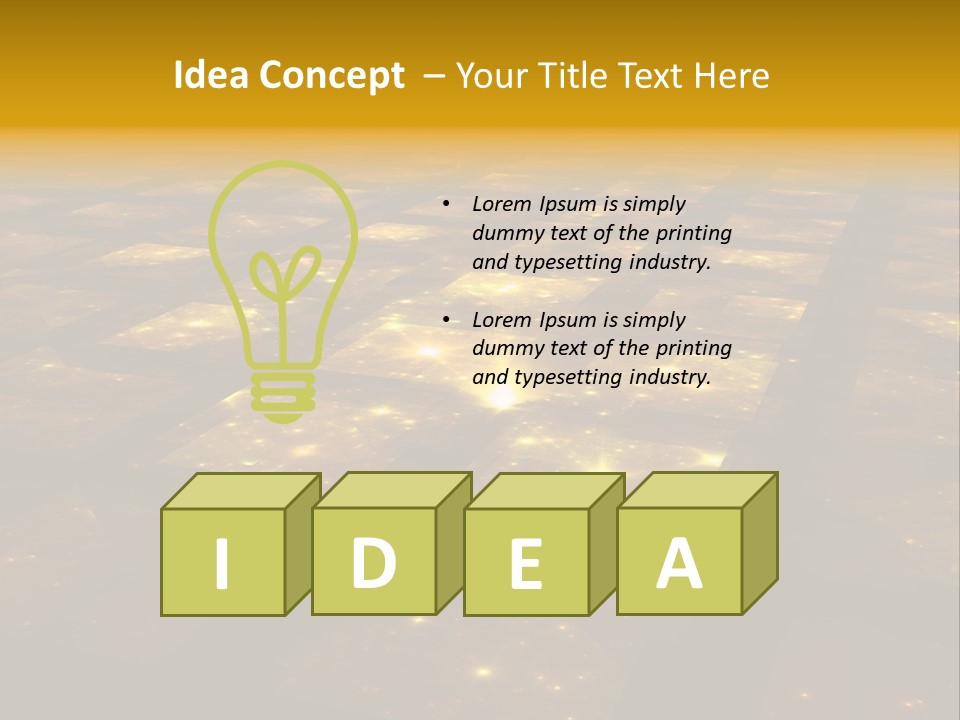 Golden Grid Hub - Fractal Illustration PowerPoint Template