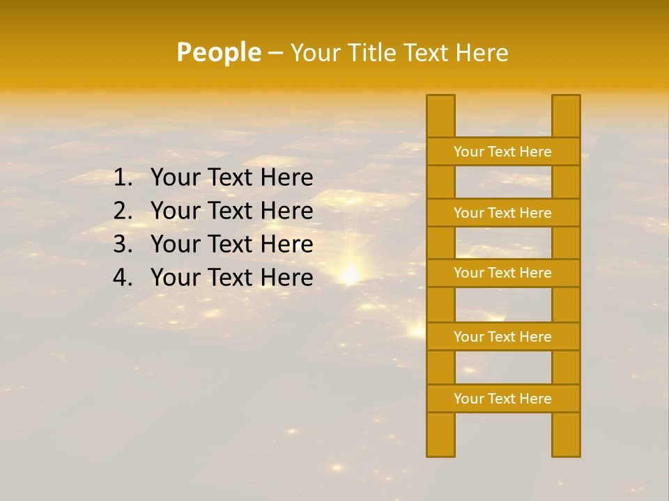 Golden Grid Hub - Fractal Illustration PowerPoint Template