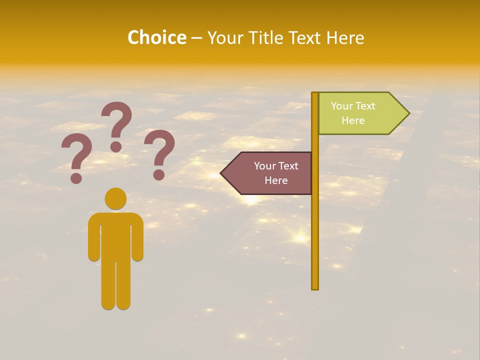 Golden Grid Hub - Fractal Illustration PowerPoint Template