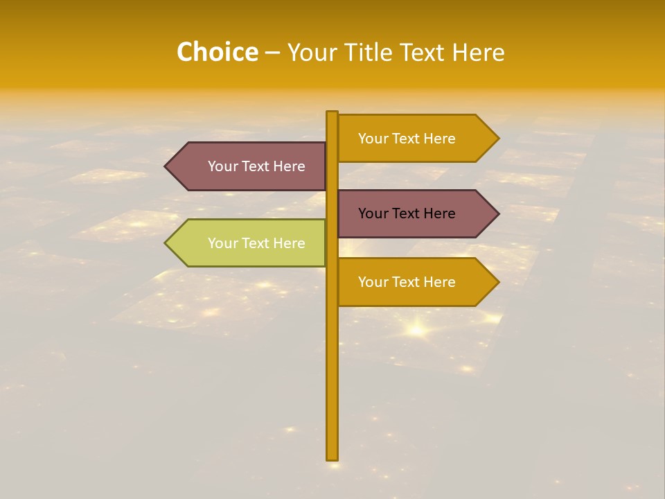 Golden Grid Hub - Fractal Illustration PowerPoint Template