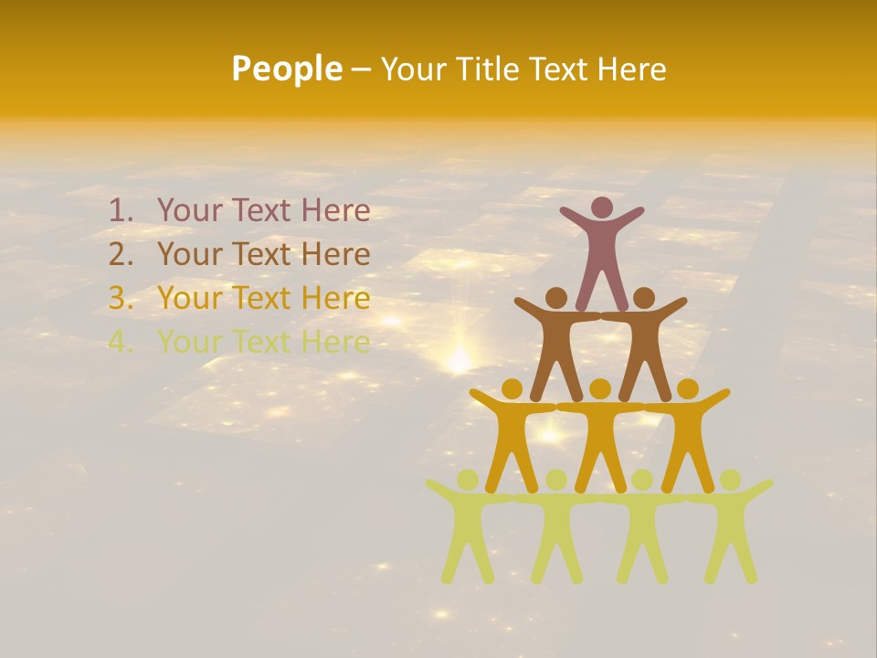 Golden Grid Hub - Fractal Illustration PowerPoint Template