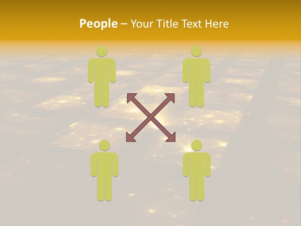 Golden Grid Hub - Fractal Illustration PowerPoint Template