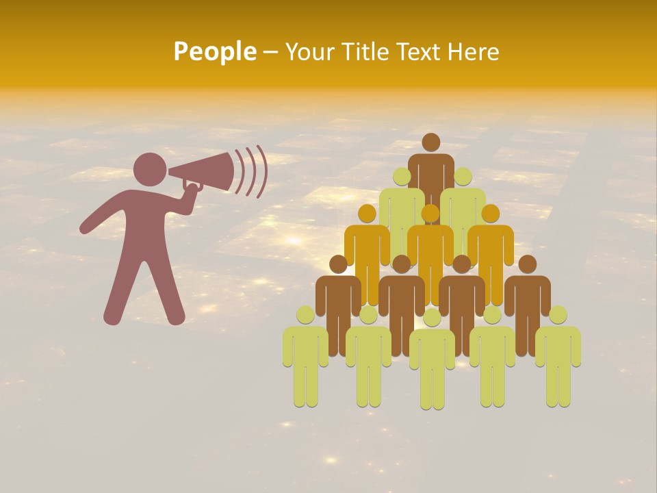 Golden Grid Hub - Fractal Illustration PowerPoint Template