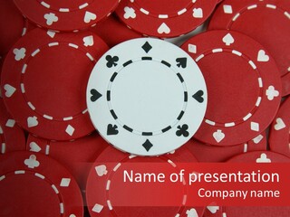 White Poker Chip Amid Red Chips. PowerPoint Template