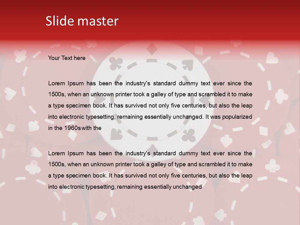 White Poker Chip Amid Red Chips. PowerPoint Template