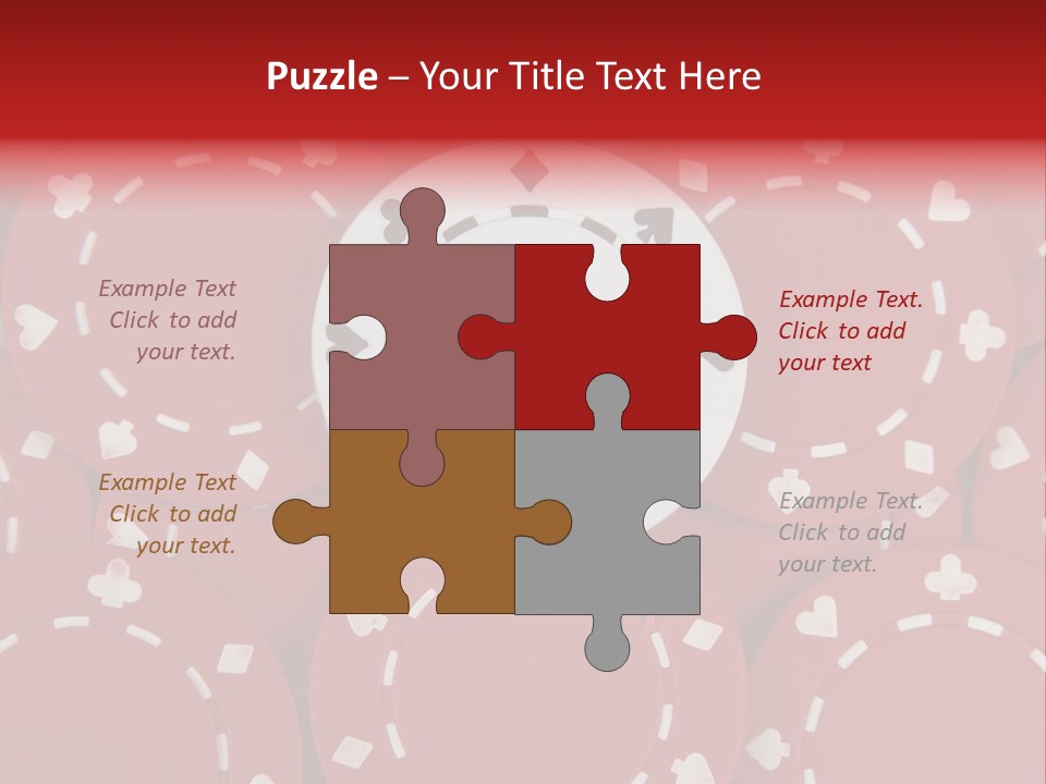 White Poker Chip Amid Red Chips. PowerPoint Template