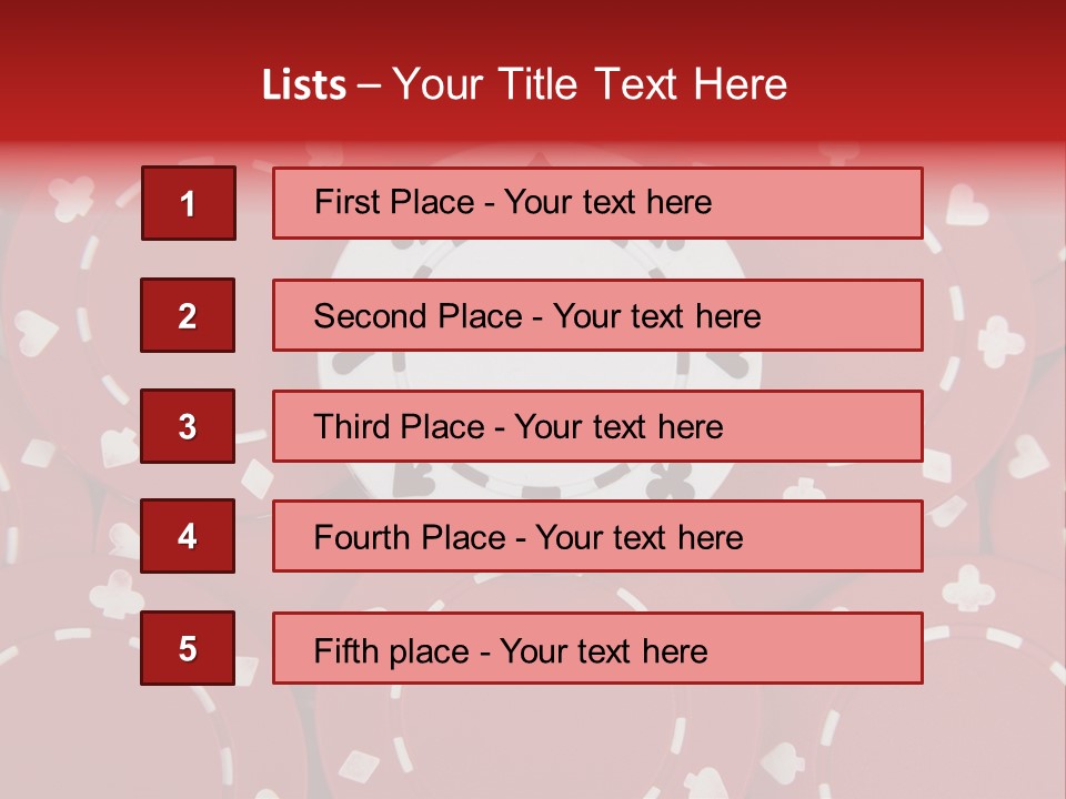 White Poker Chip Amid Red Chips. PowerPoint Template