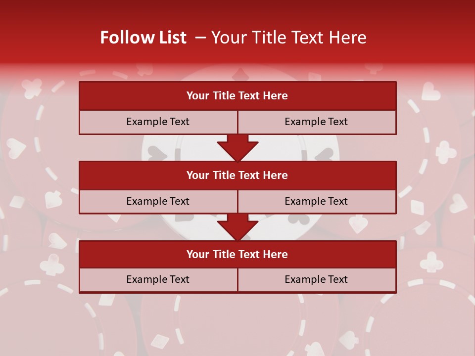 White Poker Chip Amid Red Chips. PowerPoint Template