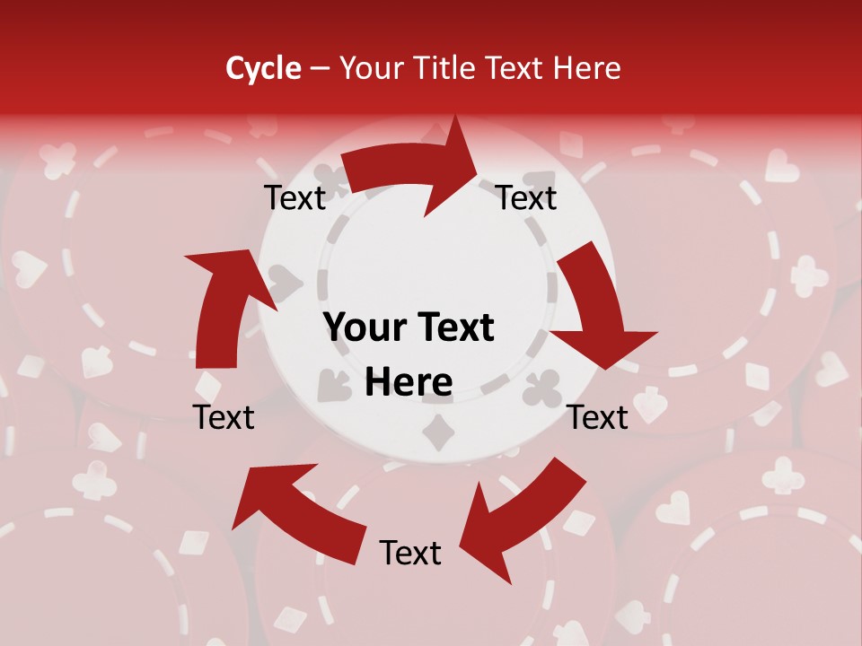 White Poker Chip Amid Red Chips. PowerPoint Template
