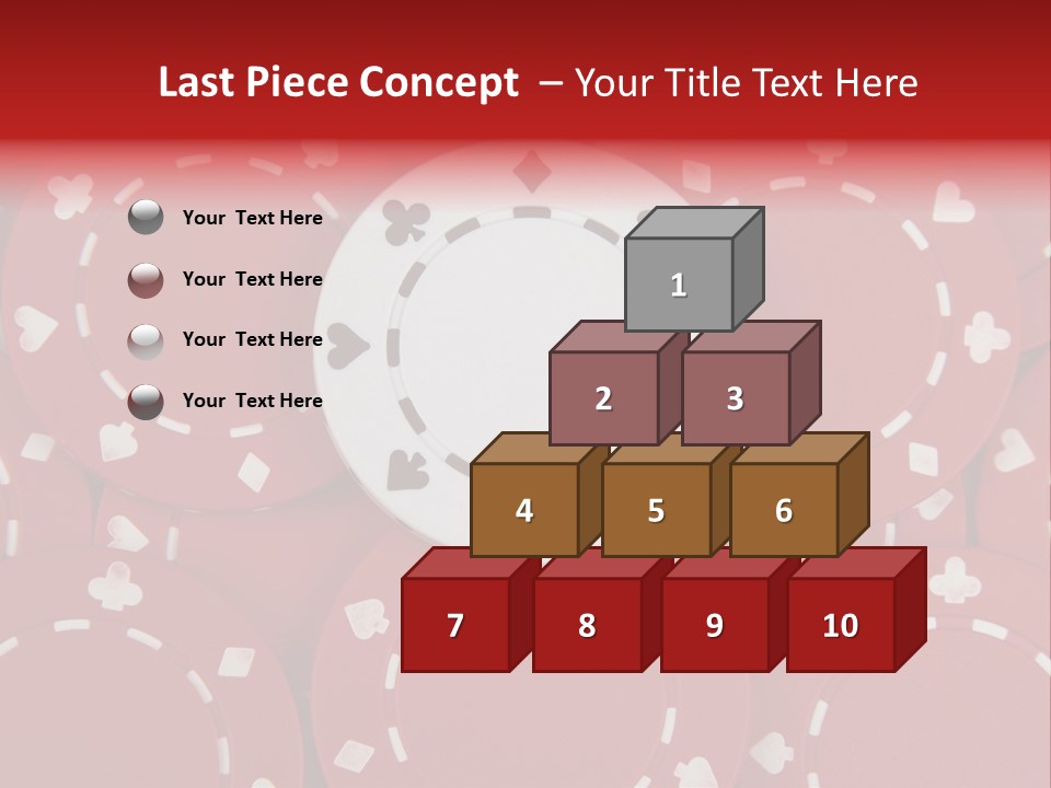 White Poker Chip Amid Red Chips. PowerPoint Template