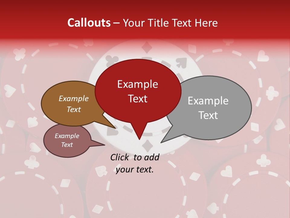 White Poker Chip Amid Red Chips. PowerPoint Template