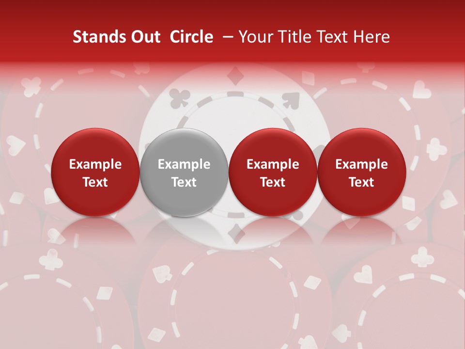 White Poker Chip Amid Red Chips. PowerPoint Template
