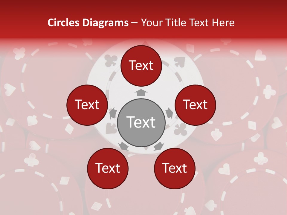 White Poker Chip Amid Red Chips. PowerPoint Template