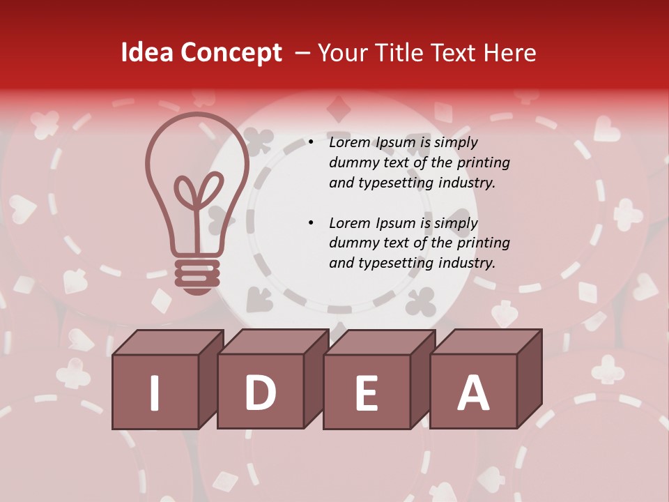 White Poker Chip Amid Red Chips. PowerPoint Template