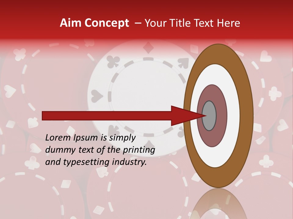 White Poker Chip Amid Red Chips. PowerPoint Template