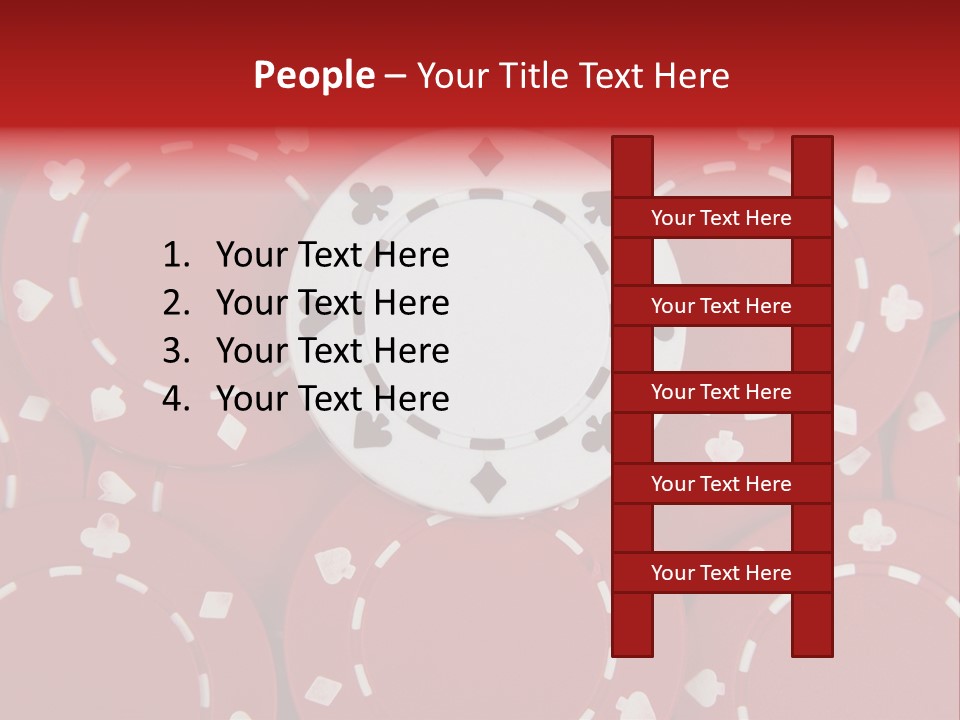 White Poker Chip Amid Red Chips. PowerPoint Template