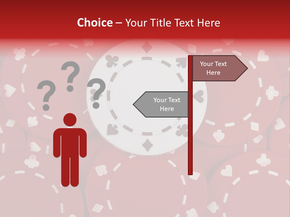 White Poker Chip Amid Red Chips. PowerPoint Template