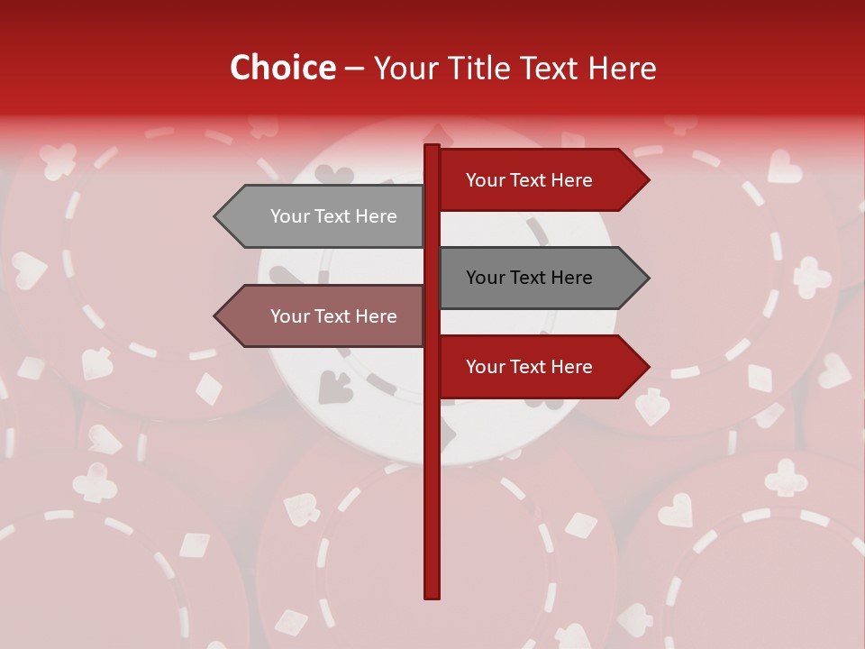White Poker Chip Amid Red Chips. PowerPoint Template