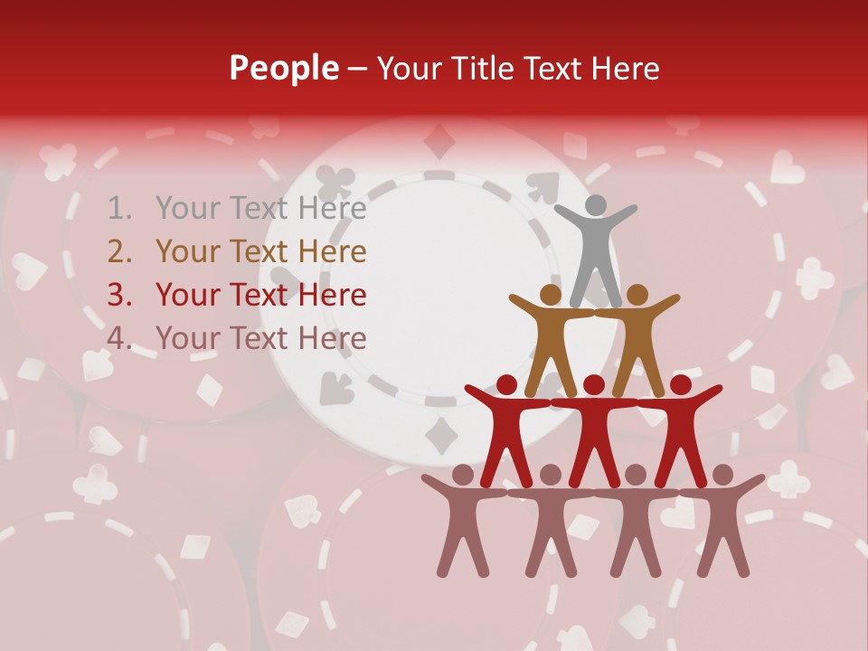 White Poker Chip Amid Red Chips. PowerPoint Template