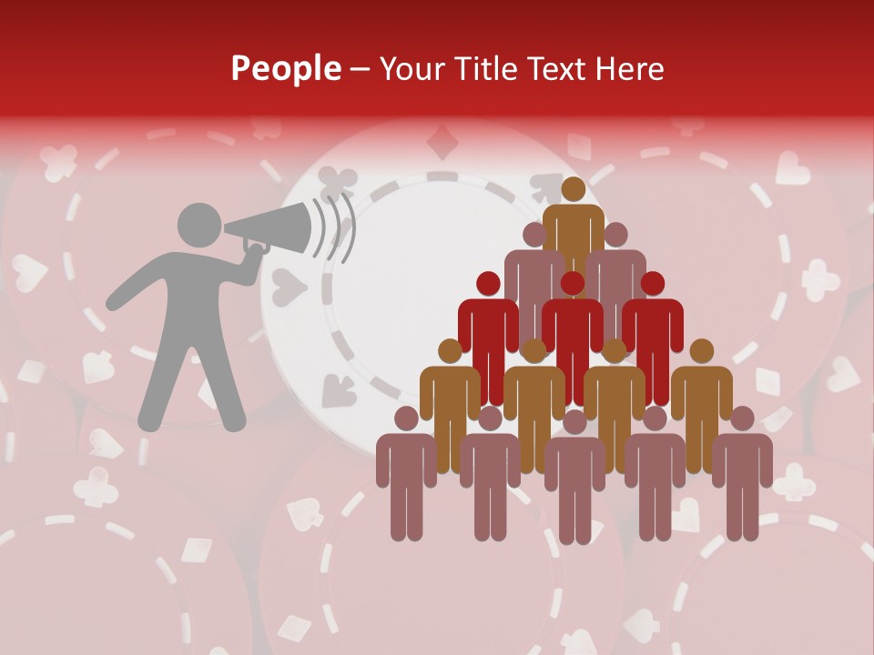 White Poker Chip Amid Red Chips. PowerPoint Template