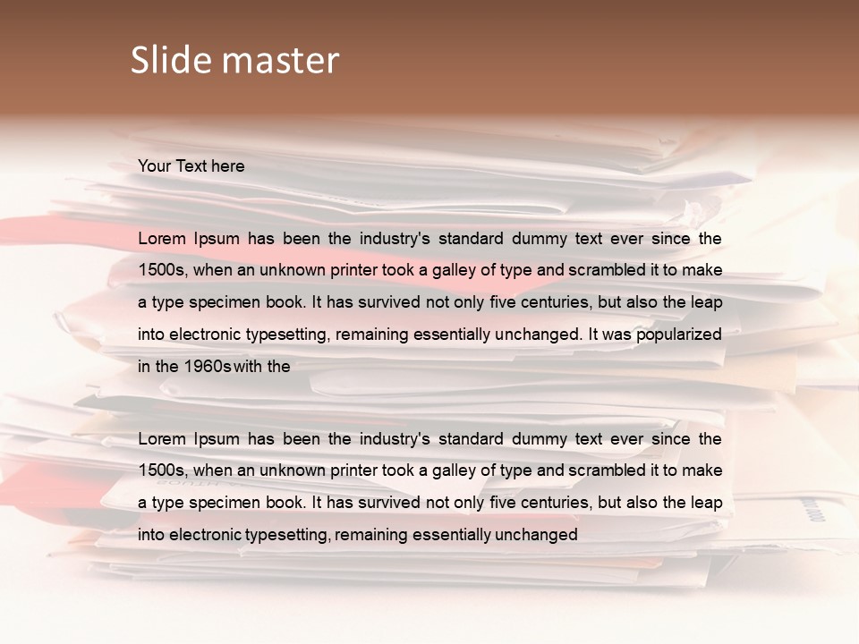 A Pile Of Colorful Letters And Junk Mail On A Table Isolated On White Background PowerPoint Template