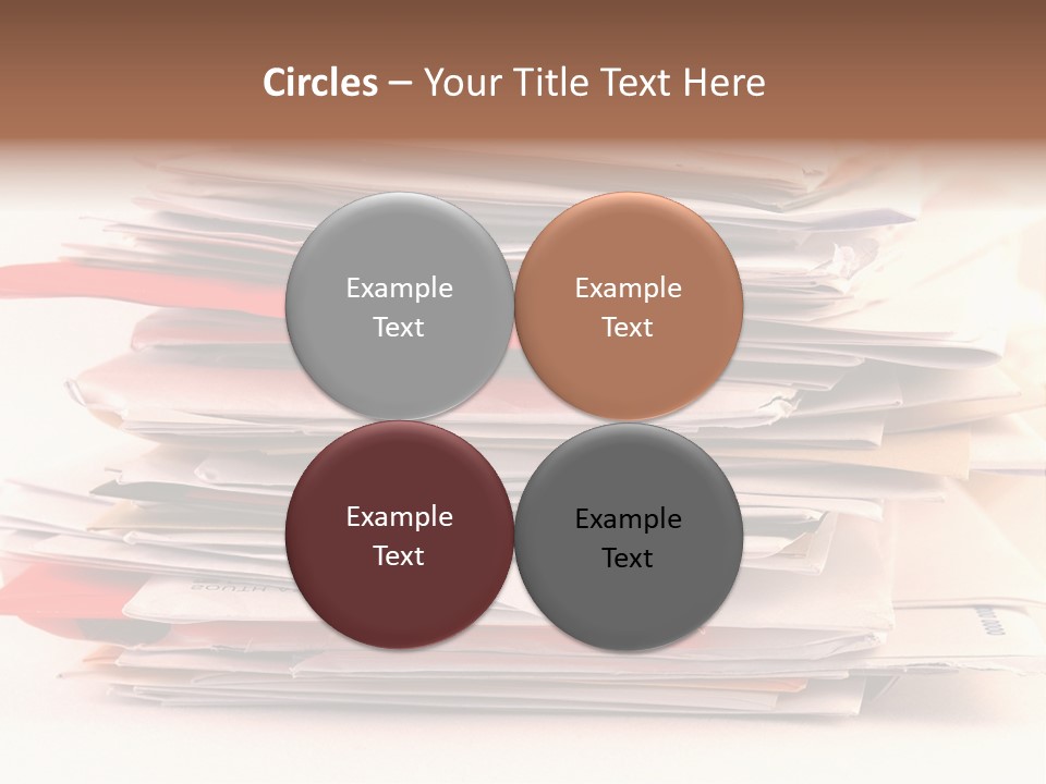 A Pile Of Colorful Letters And Junk Mail On A Table Isolated On White Background PowerPoint Template