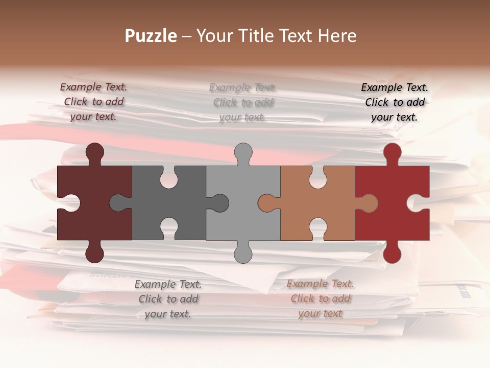 A Pile Of Colorful Letters And Junk Mail On A Table Isolated On White Background PowerPoint Template