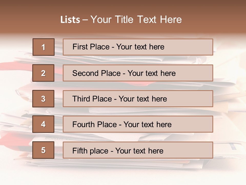 A Pile Of Colorful Letters And Junk Mail On A Table Isolated On White Background PowerPoint Template