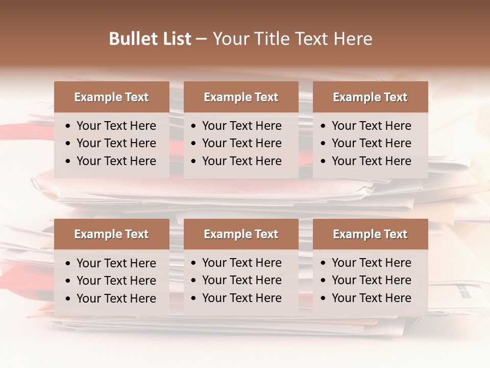 A Pile Of Colorful Letters And Junk Mail On A Table Isolated On White Background PowerPoint Template