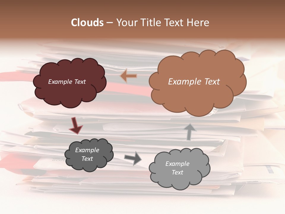 A Pile Of Colorful Letters And Junk Mail On A Table Isolated On White Background PowerPoint Template