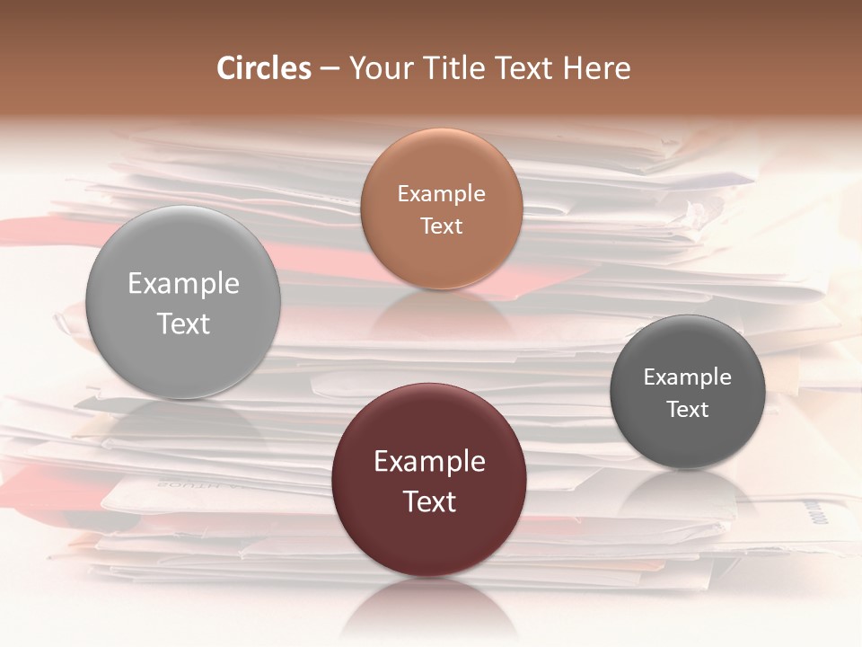 A Pile Of Colorful Letters And Junk Mail On A Table Isolated On White Background PowerPoint Template