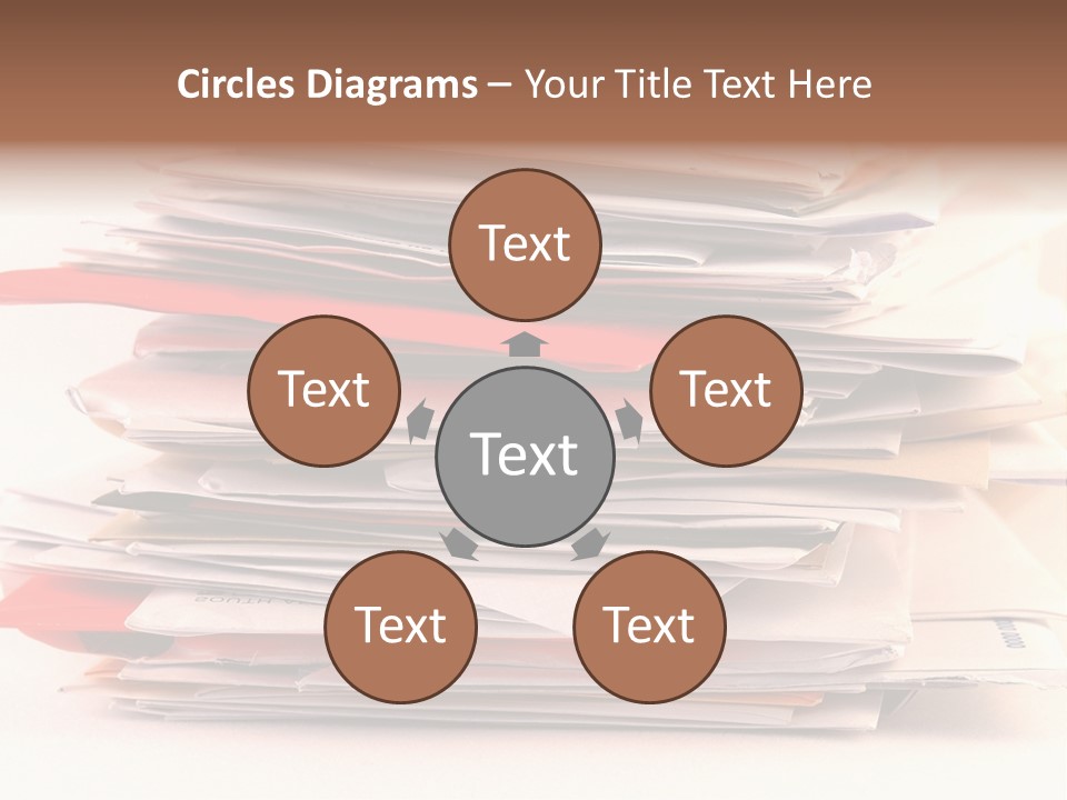 A Pile Of Colorful Letters And Junk Mail On A Table Isolated On White Background PowerPoint Template