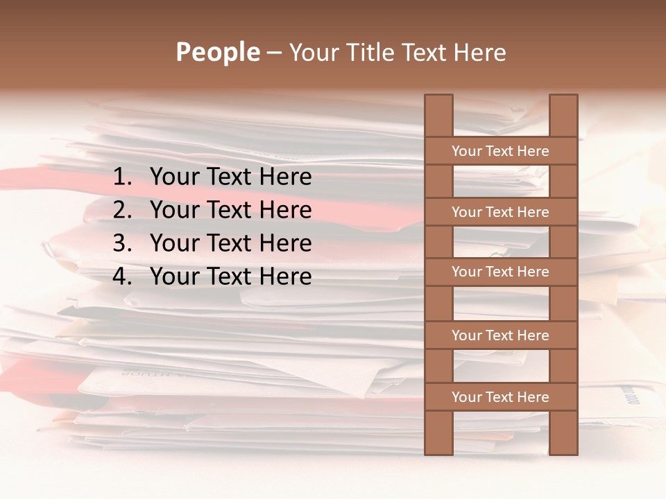 A Pile Of Colorful Letters And Junk Mail On A Table Isolated On White Background PowerPoint Template