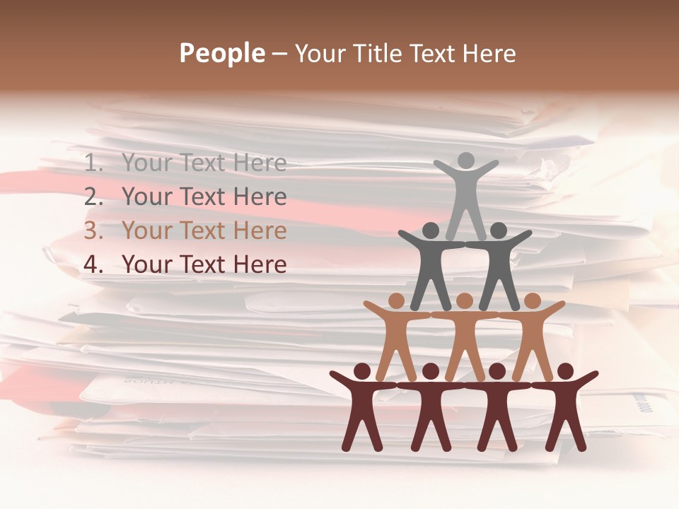 A Pile Of Colorful Letters And Junk Mail On A Table Isolated On White Background PowerPoint Template